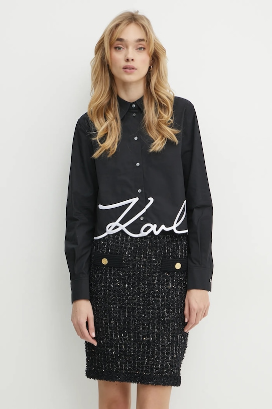 Bavlnená košeľa Karl Lagerfeld čierna A1W11002