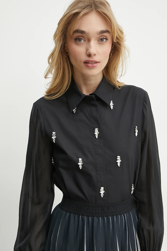 Πουκάμισο Karl Lagerfeld μαύρο A1W11014