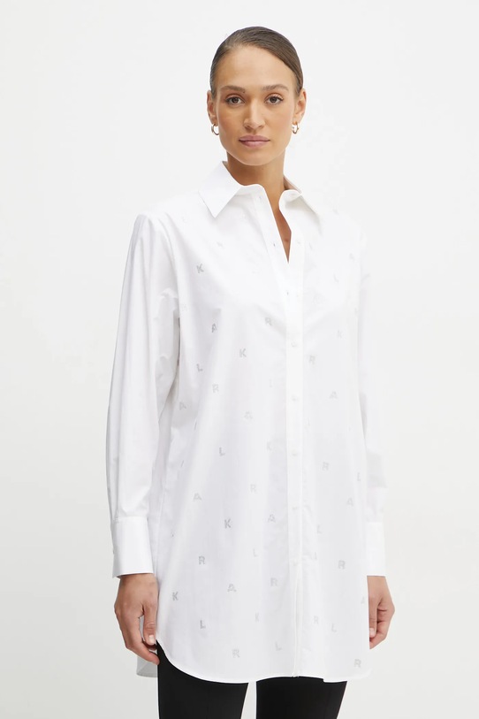 Karl Lagerfeld koszula bawełniana klasyczny biały A1W11018