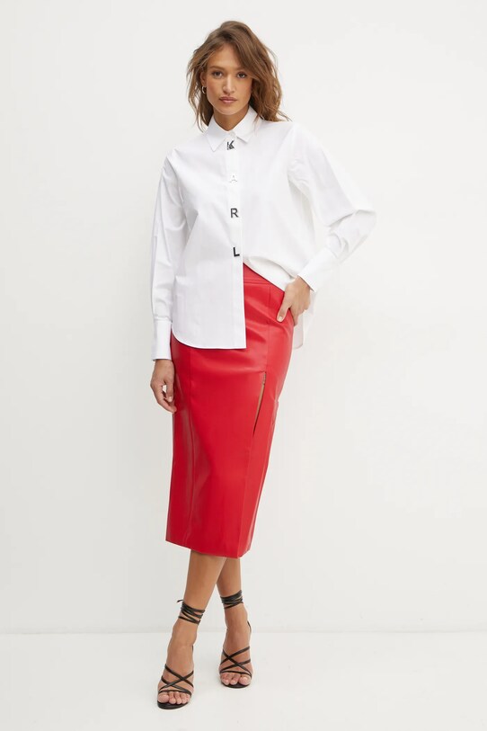 Karl Lagerfeld camasa din bumbac A1W11026 alb SS25