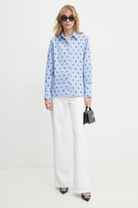 Karl Lagerfeld camasa din bumbac A1W11038 albastru SS25