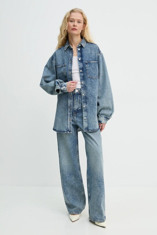 Samsoe Samsoe camasa jeans SAELEANORI F24400120 albastru SS25