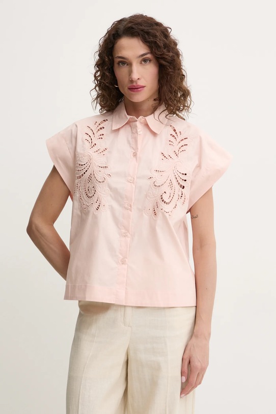 Bavlnená košeľa Twinset nášivka béžová 251TP2171