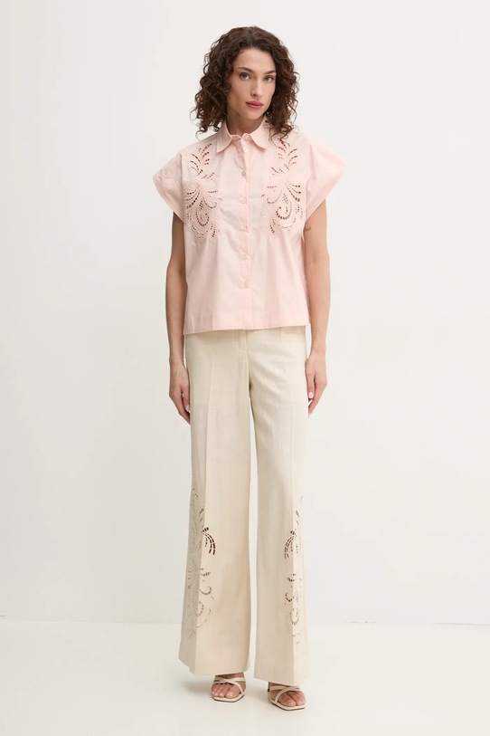 Bavlnená košeľa Twinset 251TP2171 béžová SS25