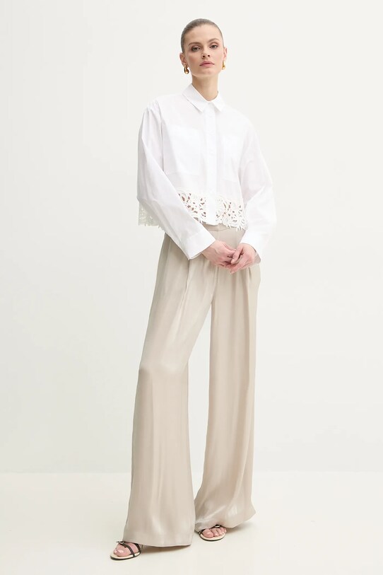 Twinset camasa din bumbac 251TP2281 alb SS25