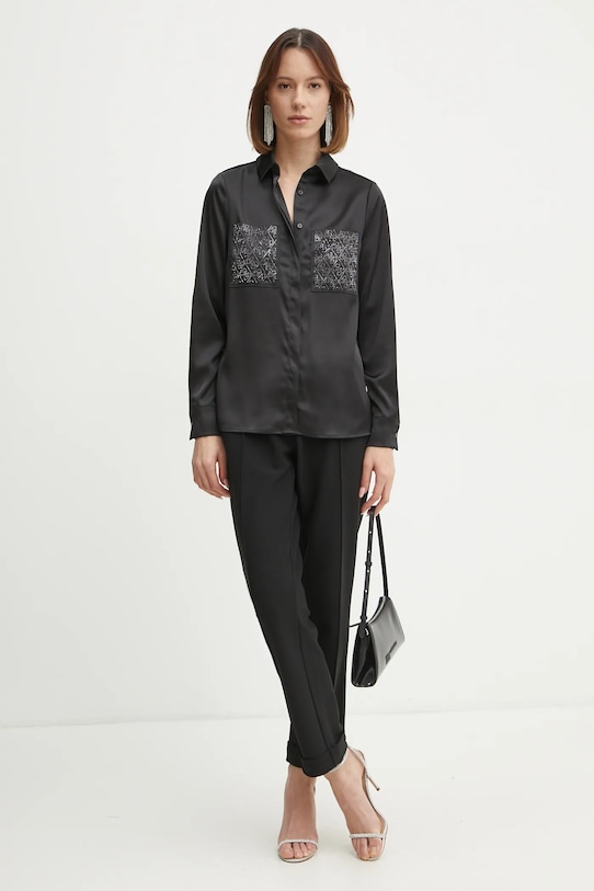 Guess cămașă MARGUERITE W5RH40.WFQC2 negru SS25