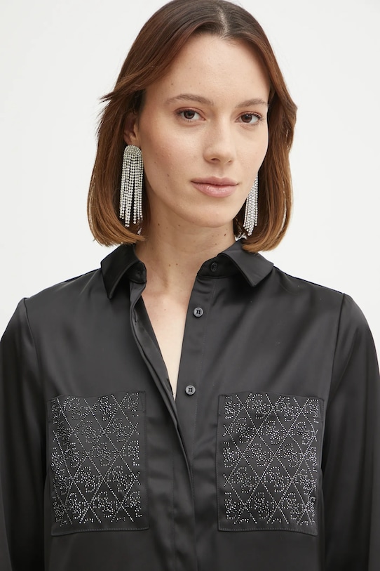 Guess cămașă MARGUERITE negru W5RH40.WFQC2