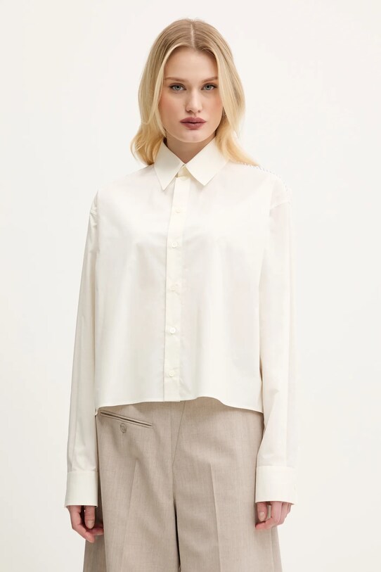 MM6 Maison Margiela koszula bawełniana beżowy S52DT0042