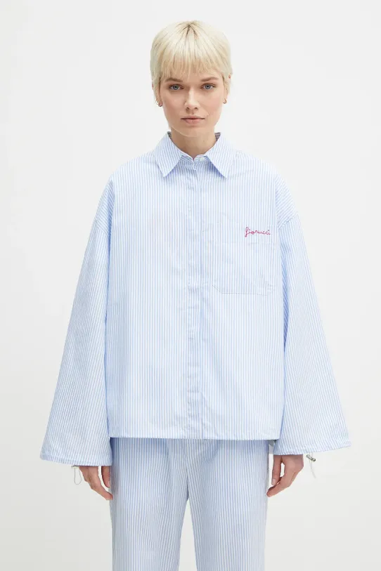 Fiorucci cotton shirt Striped Embroidered Drawstring Shirt cotton blue W02SPTLO170CO01BL02