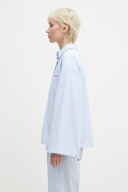 Pamučna košulja Fiorucci Striped Embroidered Drawstring Shirt W02SPTLO170CO01BL02 plava SS25