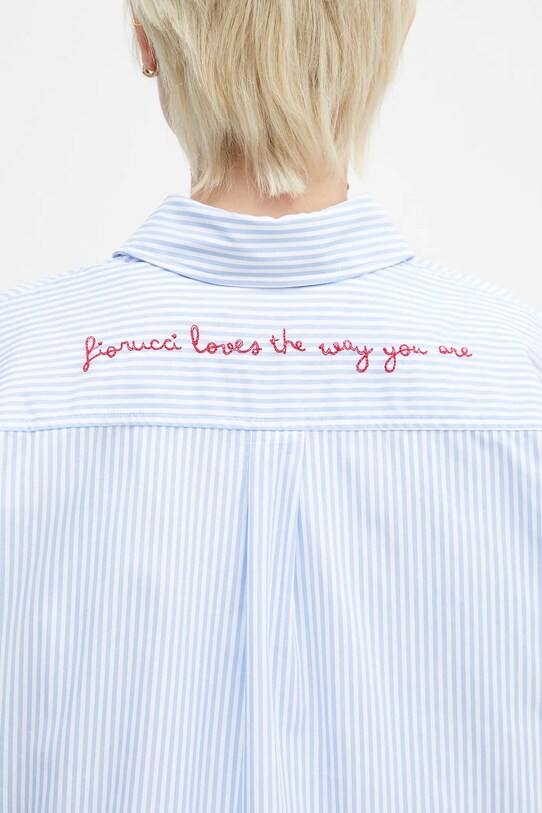 Fiorucci koszula bawełniana Striped Embroidered Drawstring Shirt W02SPTLO170CO01BL02 niebieski