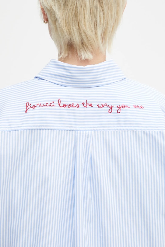 Fiorucci cotton shirt Striped Embroidered Drawstring Shirt W02SPTLO170CO01BL02 blue