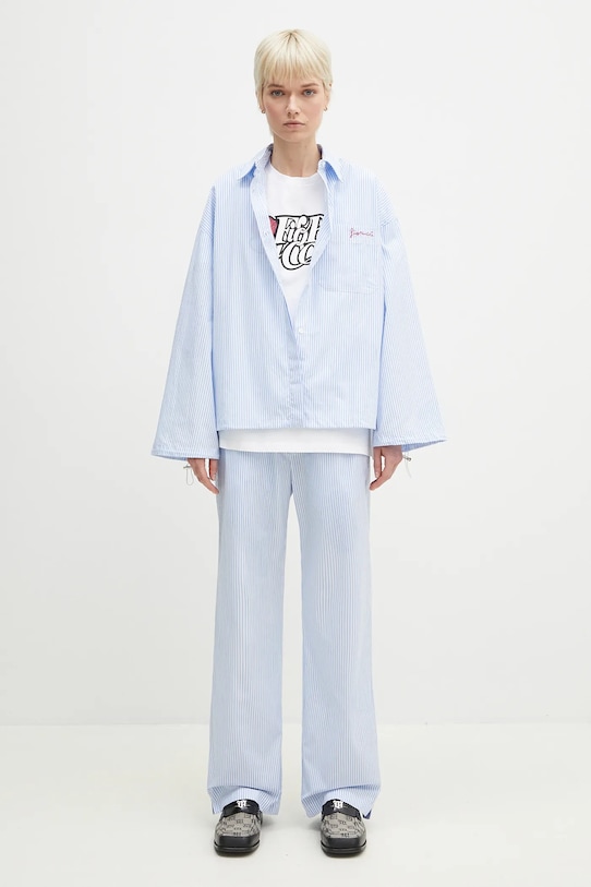 Fiorucci cotton shirt Striped Embroidered Drawstring Shirt W02SPTLO170CO01BL02