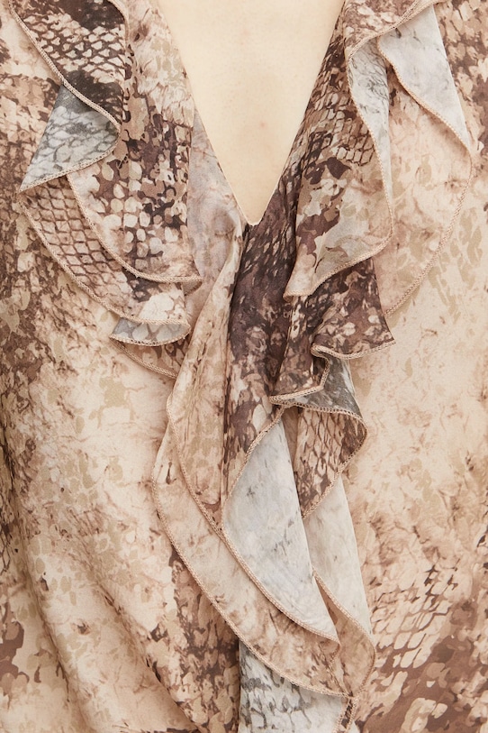 Guess bluzka z domieszką jedwabiu SOAVE W5RH55.WE550 beżowy