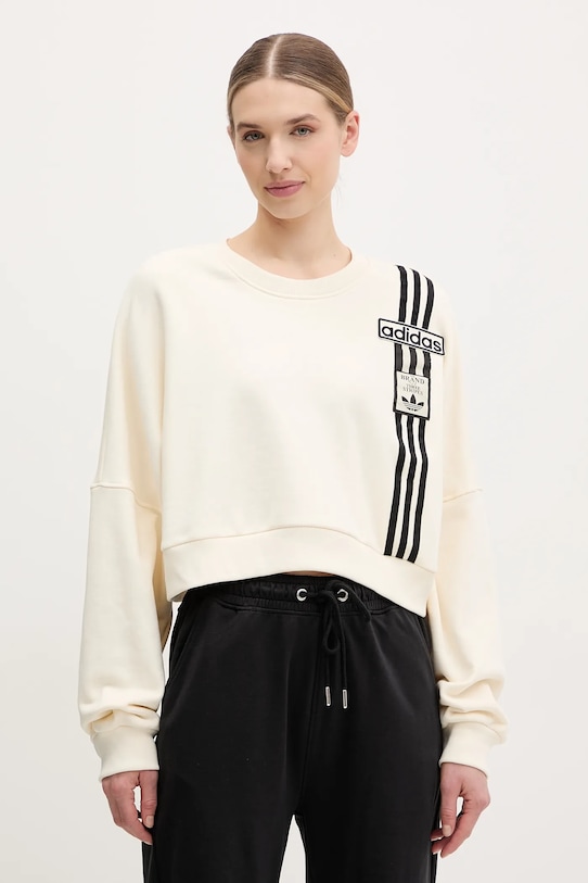 adidas Originals bluza bawełniana Adibreak Cropped Sweatshirt aplikacja beżowy JD0084