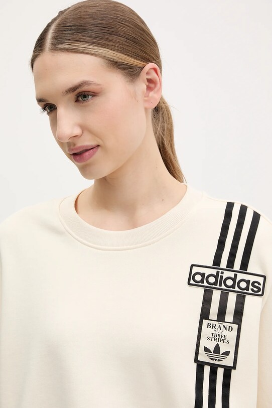 adidas Originals hanorac de bumbac Adibreak Cropped Sweatshirt bej JD0084
