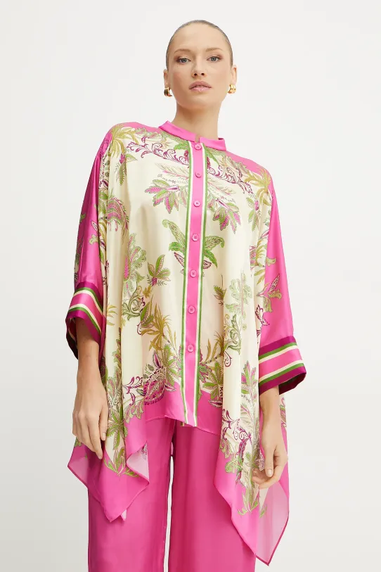 Luisa Spagnoli koszula jedwabna trzy czwarte różowy 541734