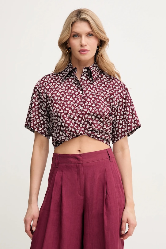 Marella koszula bawełniana MOCA wzorzyste bordowy 2513111042