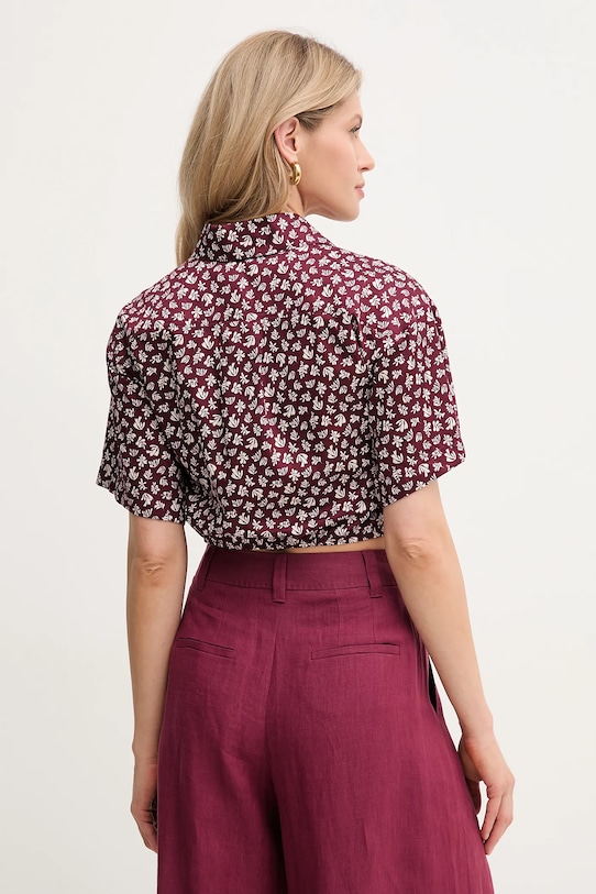 Odzież Marella koszula bawełniana MOCA 2513111042 bordowy