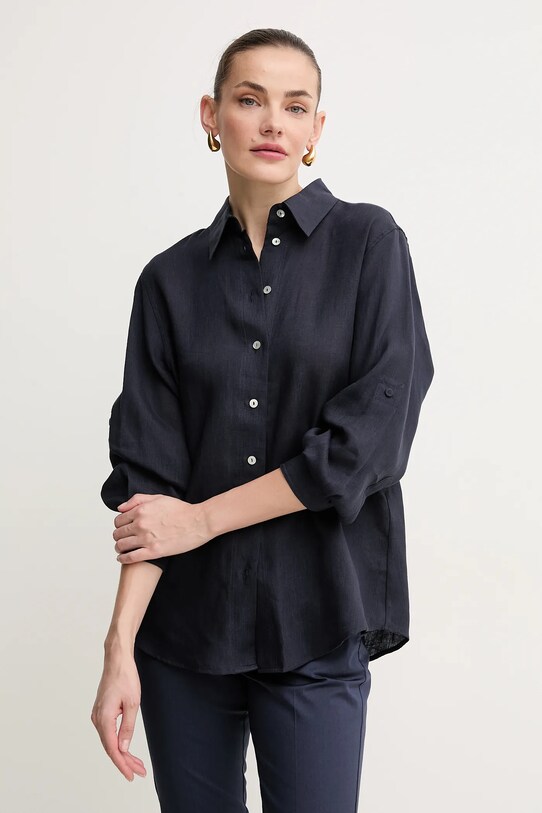 Marella cămașă de in IXIE lung bleumarin 2513111084