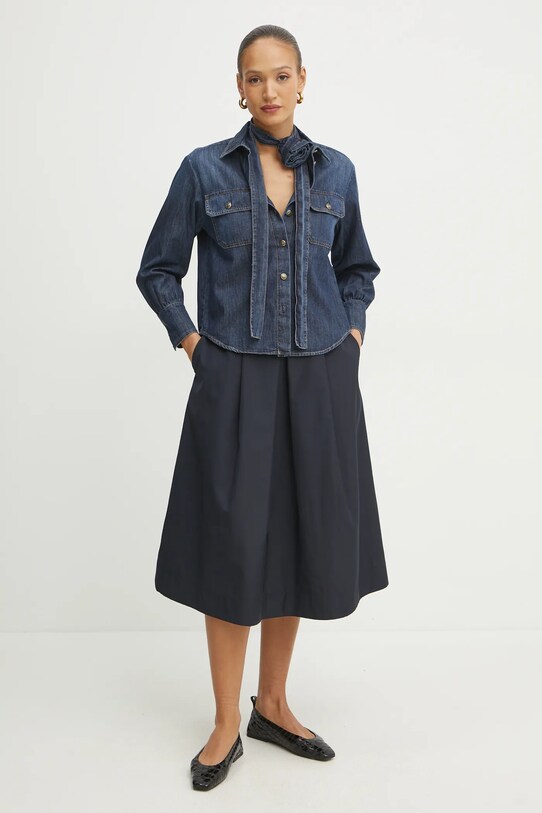 Marella camicia in cotone NIZERE 2513111124 blu SS25
