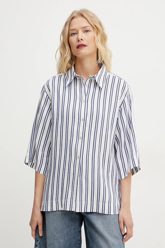 Marella cămașă din amestec de in MANNA cu modele alb 2513111144