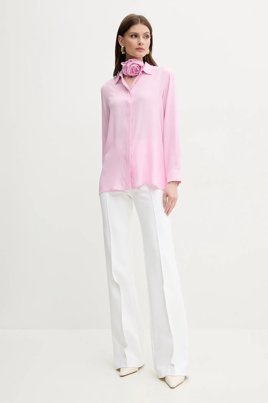 Рубашка с примесью шёлка Marella INACO 2513111161 розовый SS25