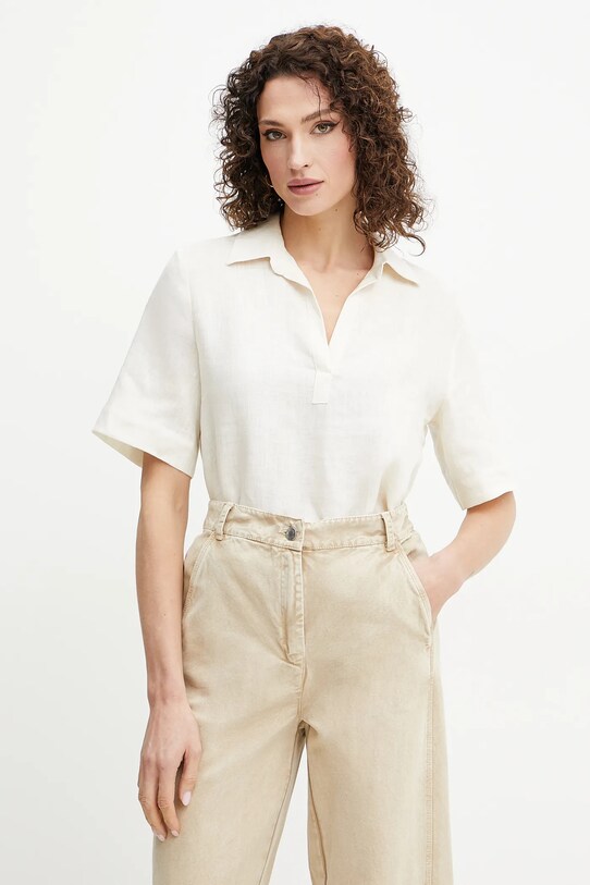 Marella bluzka lniana Emme by Marella regular beżowy 2515111032