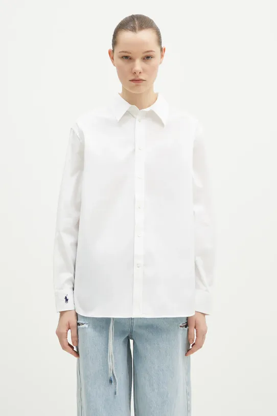 Polo Ralph Lauren cămașă din bumbac Long Sleeve Light Shirt uni alb 211968219
