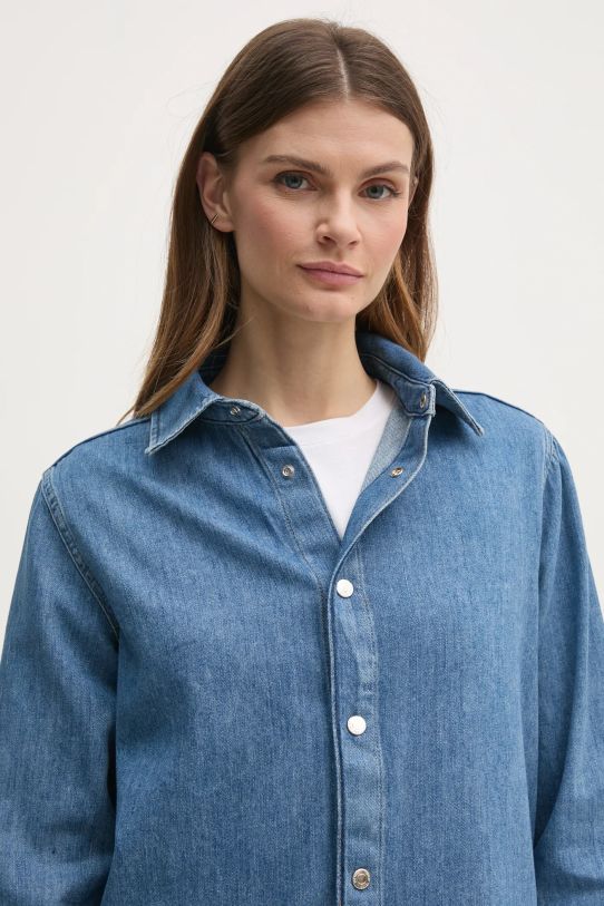 Sisley camicia in cotone blu 53GELQ08J