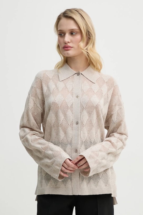 AERON cardigan cu amestec de in TAMARA uni bej SH190561