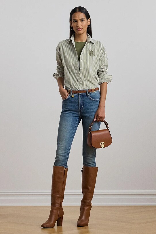 Дрехи Памучна риза Lauren Ralph Lauren 200963670 зелен