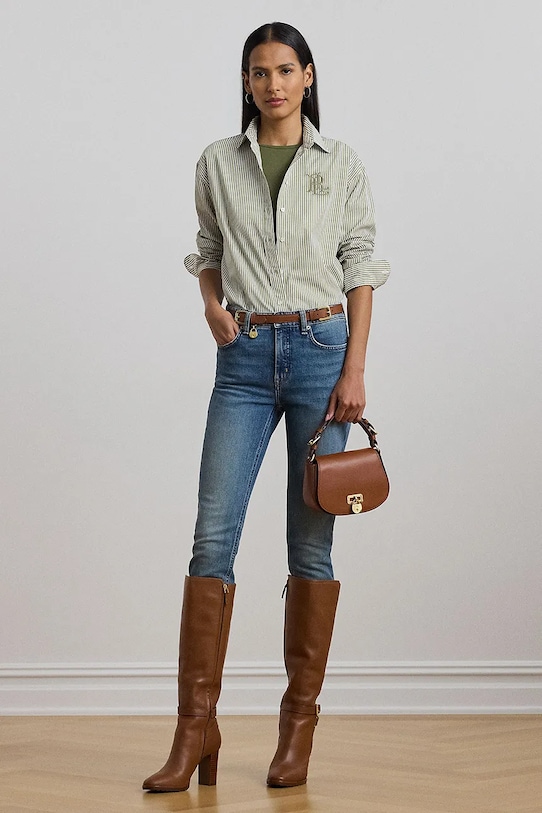Дрехи Памучна риза Lauren Ralph Lauren 200963670 зелен
