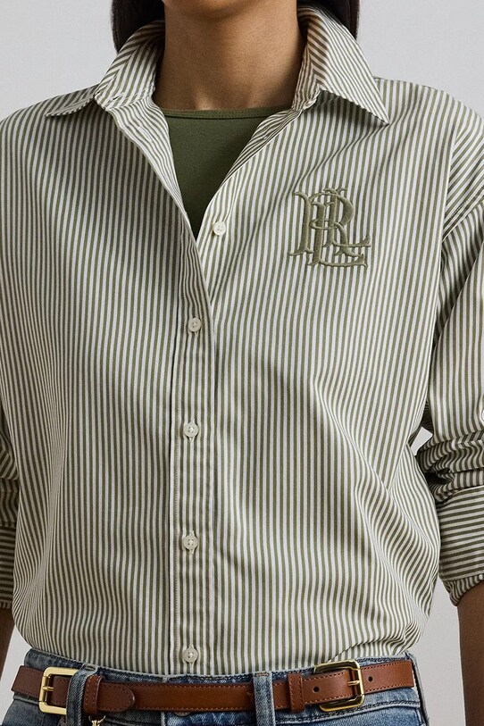 Памучна риза Lauren Ralph Lauren зелен 200963670
