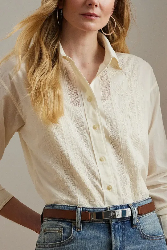 Oblečenie Bavlnená košeľa Lauren Ralph Lauren 200963736 béžová