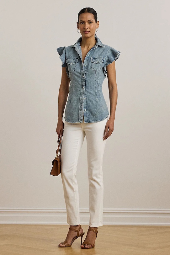 Odzież Lauren Ralph Lauren koszula jeansowa 200963923 niebieski