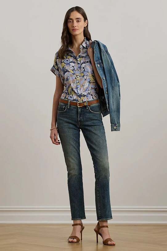 Odzież Lauren Ralph Lauren koszula lniana 200968905 niebieski