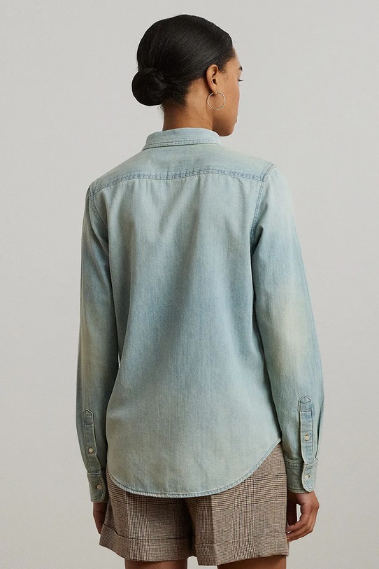 Хлопковая джинсовая рубашка Lauren Ralph Lauren 200963850 голубой SS25