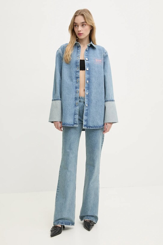 Rifľová košeľa Moschino Jeans 0216.3217 modrá SS25