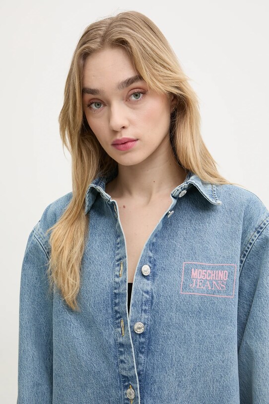 Rifľová košeľa Moschino Jeans modrá 0216.3217