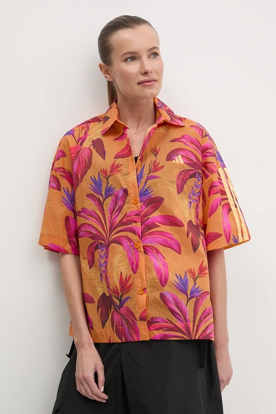 Košile adidas x Farm Rio nášivka oranžová JD6281