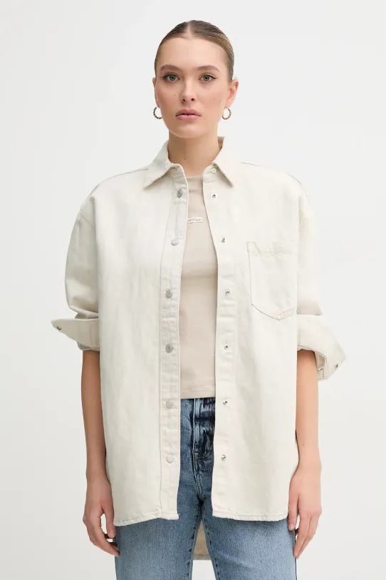 Дънкова риза Pepe Jeans OVERSHIRT свободна бежов PL304963TC9