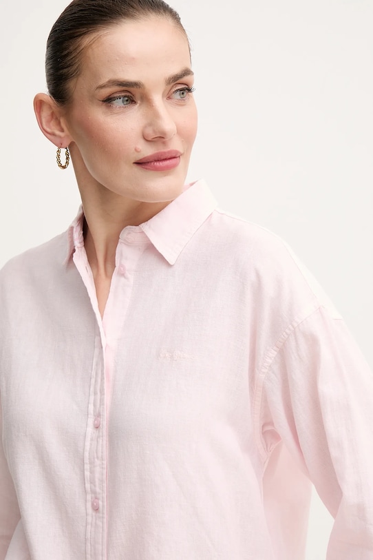 Lněná košile Pepe Jeans CHIPPER růžová PL304993