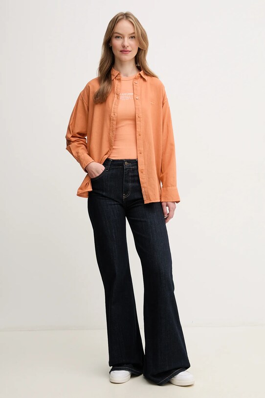 Pepe Jeans cămașă de in CHIPPER PL304993 portocaliu SS25