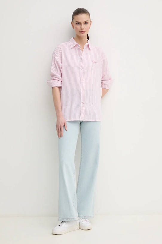 Lanena košulja Pepe Jeans DREAM PL305033 roza SS25