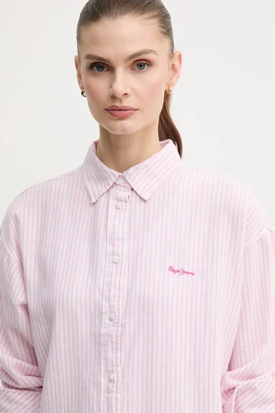 Pepe Jeans camicia di lino DREAM PL305033 rosa