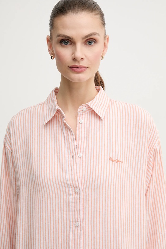 Pepe Jeans koszula lniana DREAM pomarańczowy PL305033