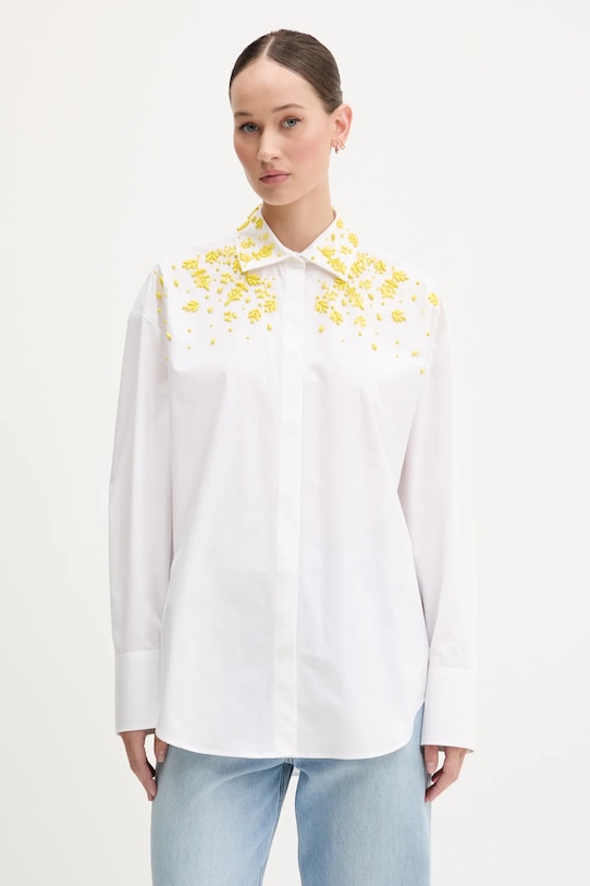 MSGM camicia in cotone applique bianco 3842MDE23X.257315