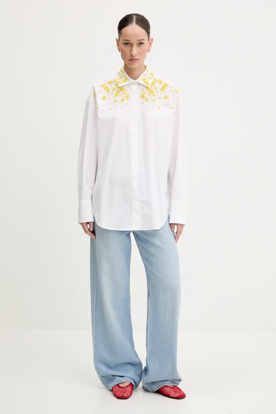 MSGM koszula bawełniana 3842MDE23X.257315 biały SS25