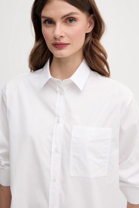 Βαμβακερό πουκάμισο Lacoste λευκό CF0215